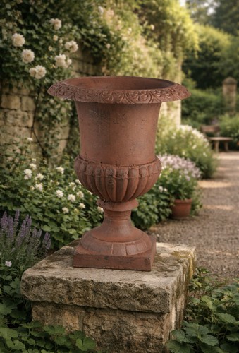 Cast iron urn vintage outdoor - iron,