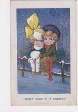 OLD COMIC PC  "  DON'T CARE IF IT SNOWS "  ARTIST SIGNED,  FRED SPURGIN  c1915