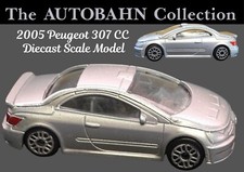 SILVER PEUGEOT 307CC COUPÉ CABRIOLET; 1:64 SCALE DIECAST COLLECTORS MODEL CAR
