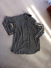 LADIES ZARA LONG SLEEVE BLOUSE TOP SIZE EUR L BLACK/CREAM  IDEAL WORK GUC