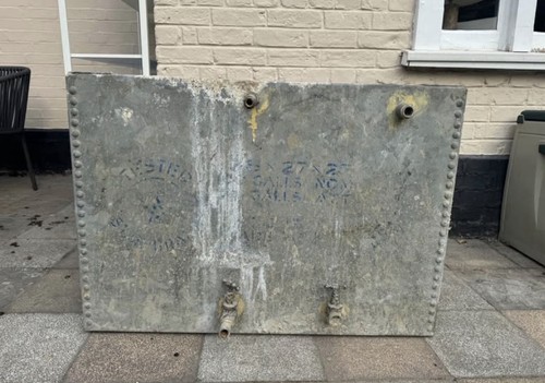 Vintage galvanised water tank - galvanised,