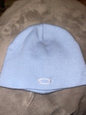 Oakley Vintage Blue with White Embroidered Graphic Skully Beanie Hat