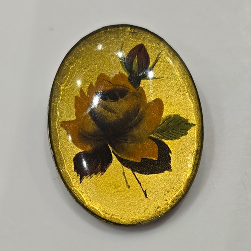 Oval rose floral brooch pin - oval,