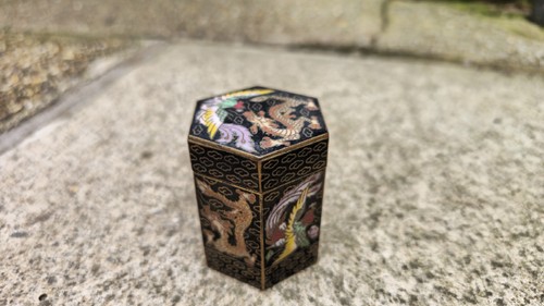 Chinese cloisonne black - cloisonne, enamel