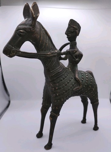 Antique dhokra bronze horse - antique,