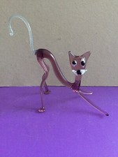 Murano Glass,Lauscha,Bimini,Glass Stretching  Cat Figure,Stretching Cat Ornament