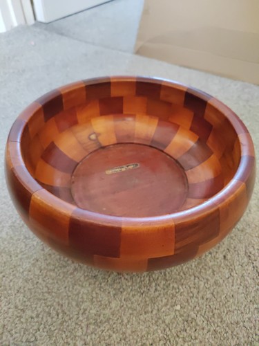 Vintage wooden teak bowl 25cm - wooden,