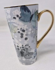 Fox and Ivy Mottled Turquoise Butterfly Design Latte Mug