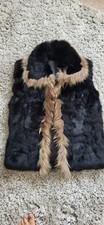 Ladies black & taupe real fur
