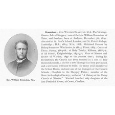 Rev William Bramston of Minster Vicarage, Isle of Sheppey - Antique Print 1904