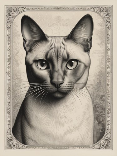 Siamese cat vintage botanical - siamese,