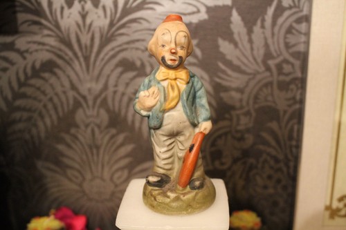 Vintage bisque porcelain clown - bisque,