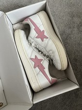 Bapesta Pink White Leather 2004 Trainers Bape Bathing Ape UK7 US8
