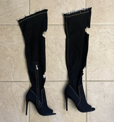Black stiletto high heel thigh - stiletto,