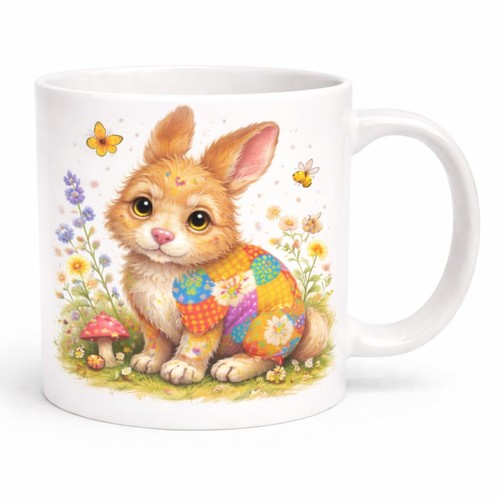 Patchwork rabbit mug brew crew - rabbit,
