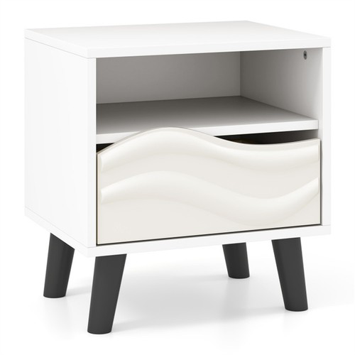 White bedside table - table, with