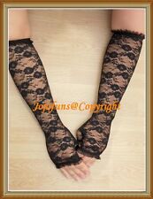 LACE BLACK FINGERLESS WEDDING/PARTY/PROM LONG GLOVE,new