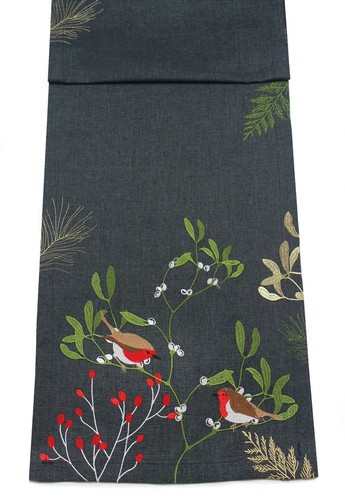 Winter robins embroidered - winter,