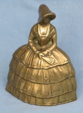 Vintage Art Deco Brass Crinoline Lady Hand Bell With Clapper Heavy