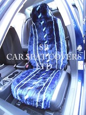 i - TO FIT A TOYOTA MR2 CAR, FRONT SEAT COVERS, BLUE STRIPE FAUX FUR