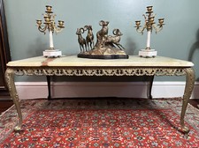 French Louis XVI Style Onyx Marble & Brass Filigree Ormolu Coffee/Centre Table