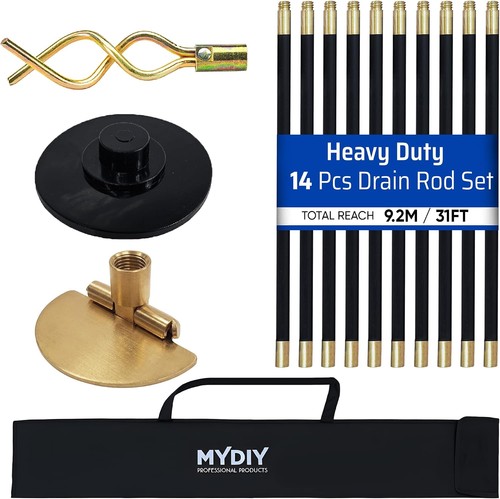 Drain rod set 31ft plunger - rod,