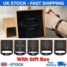 To My Man Son Love You Forever Leather Braided Bracelet Wristband With Box UK