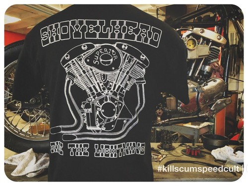 Shovelhead black engine tee - shovelhead,