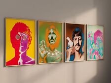 The Beatles Vintage Art Set of 4 Canvas / Art Prints / Framed 1960s Music Poster