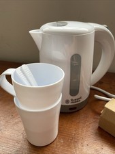 Brand New Russel Hobbs Travel Kettle Electric 2 Cups Spoons 0.85l  White Unused