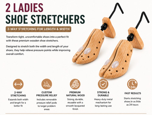 Wooden shoe stretcher - wooden, pair