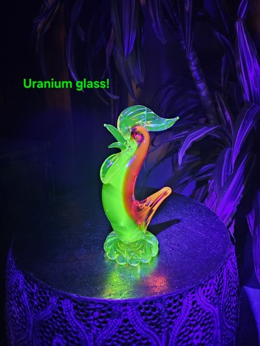 Uranium glass murano cockerel - glass,