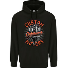 Biker Custom Cafe Racer Motors Motorbike Mens 80% Cotton Hoodie