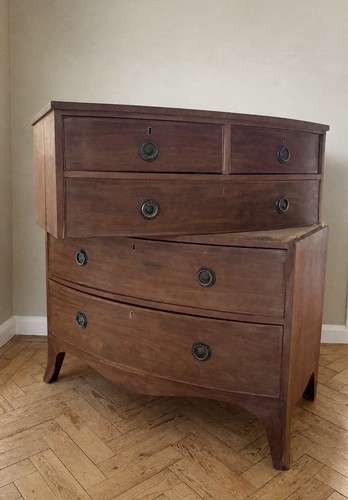 Antique mahogany bow - bow, fronted