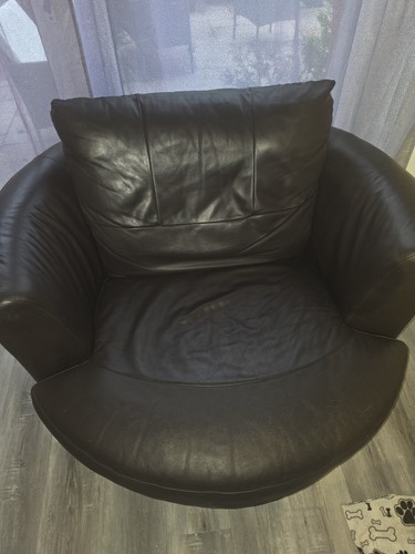 Brown leather cuddle - leather, chair
