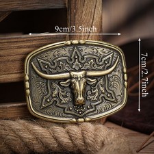 Belt Buckle for Men- Western Rodeo Texas Cowboy Large Belt Buckles (Cattle)