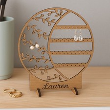 Personalised Wooden Jewelry Holder, Earring Necklace Display, Gift Her Birthday