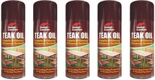 5 x 400ml Teak Oil Exterior Hardwood/Softwood Garden Furniture Spray