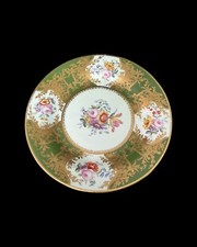 RARE NANTGARW LONDON-DECORATED GREEN-GROUND PORCELAIN CABINET PLATE