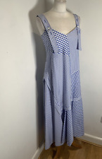 Max Mara SportMax strappy A line dress 8 10 VGC midi check stripe summer classic