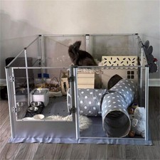 Aluminum Alloy DIY Pet Playpen 8 Panels Small Animal Cage for Guinea Pigs Clear