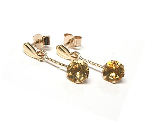 9ct gold citrine drop - 9ct, earrings