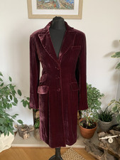 Hobbs Burgundy Velvet Coat Jacket Goth Vampire Opera Wedding Silk Blend - Size 8