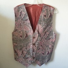 Vintage 90s Unisex Waistcoat Sz M L Green Brown Rust Floral Steampunk Edwardian