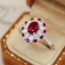 3 Ct Oval Red Diamond Double