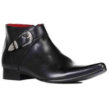 MADCAP MENS RETRO 70s SEVENTIES BUCKLE WINKLEPICKER TOE CHELSEA BOOTS GUNSLINGER