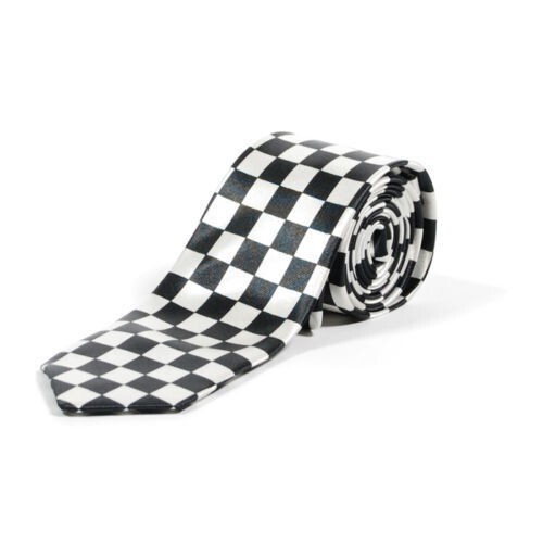 Long black white checkered - black,