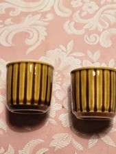 Vintage Ceramic Egg Cup x 2 Olive Green - Sandler, England