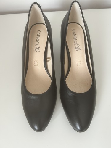 Caprice black leather court - caprice,