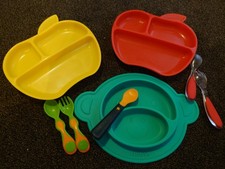 Bundle Of 3 Toddler Section Plates & Easy Grip Cutlery